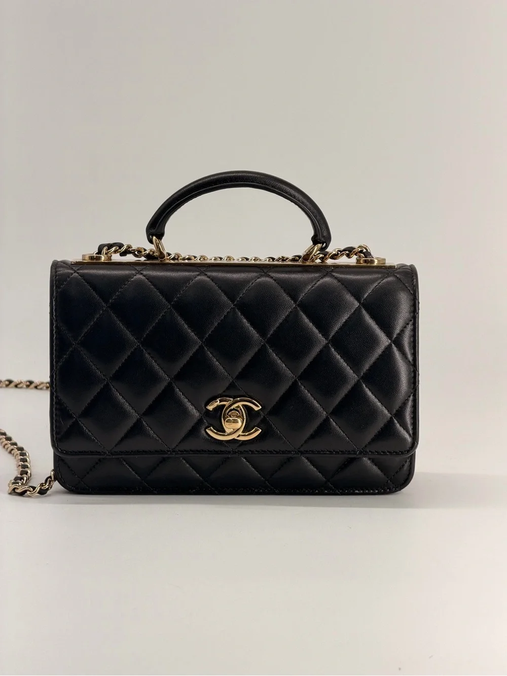 Chanel Trendy CC Wallet On Chain in Black Lambskin Learher